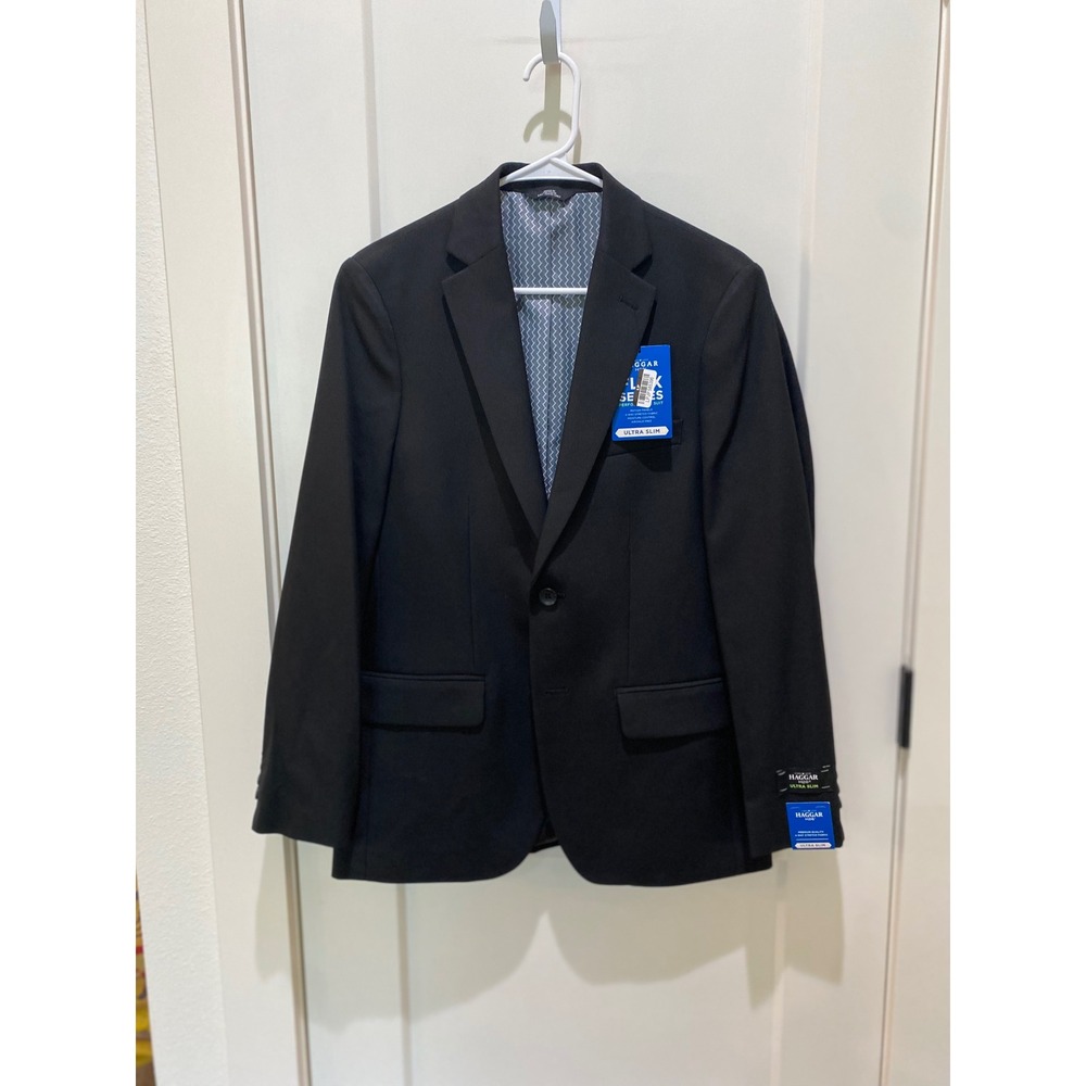 Haggar H26 Mens Flex Series Ultra Slim Performance Suit Jacket Black 38R HZ30309